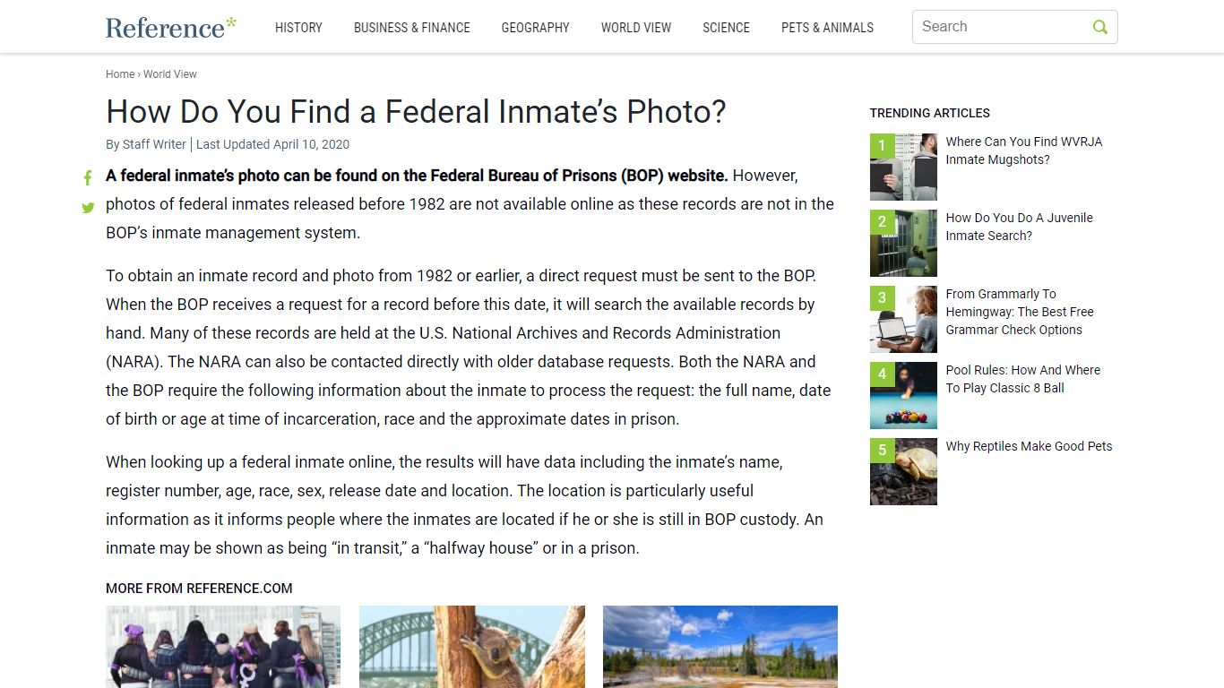 How Do You Find a Federal Inmate's Photo? - Reference.com