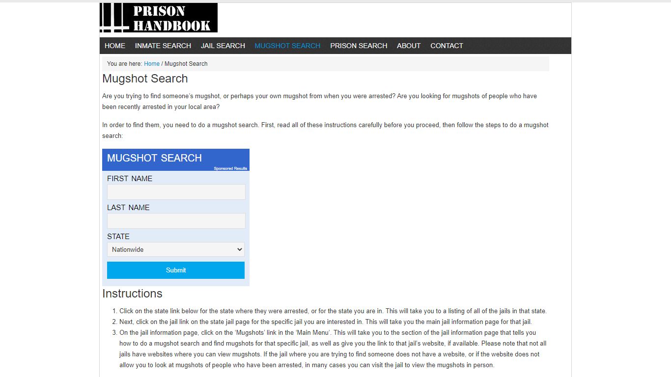 Mugshot Search | Prison Handbook